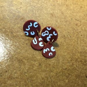 Small Red Brown Clay Earrings